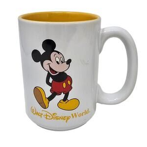 Mickey Mouse Coffee Mug Cup Walt Disney World White Yellow Inch Souvenir